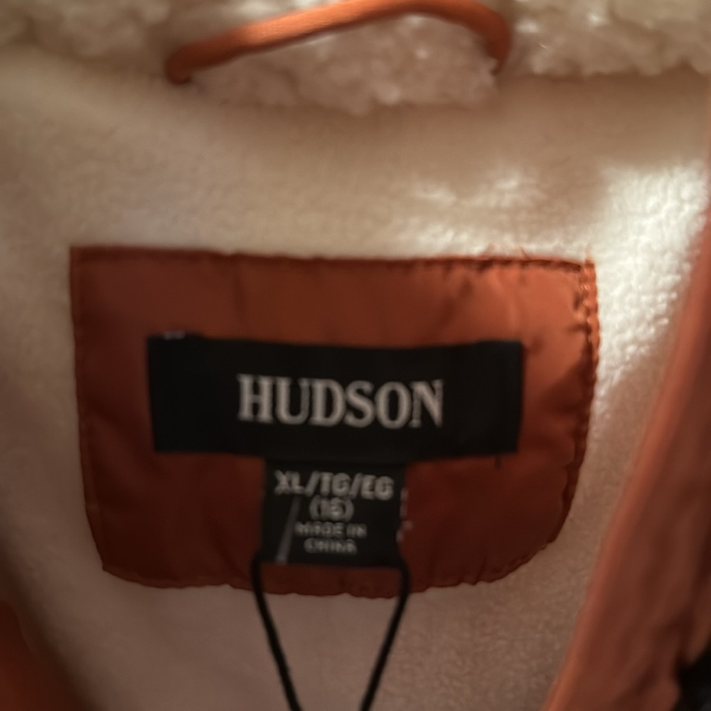 NWT Hudson Puffer Coat Faux Fur Trim in Baked Clay fleece lined. Fits women XS - Picture 4 of 16